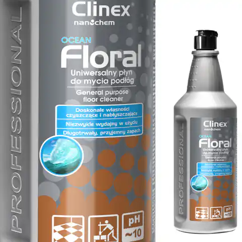 ⁨Płyn do mycia podłóg bez smug połysk zapach CLINEX Floral - Ocean 1L⁩ w sklepie Wasserman.eu