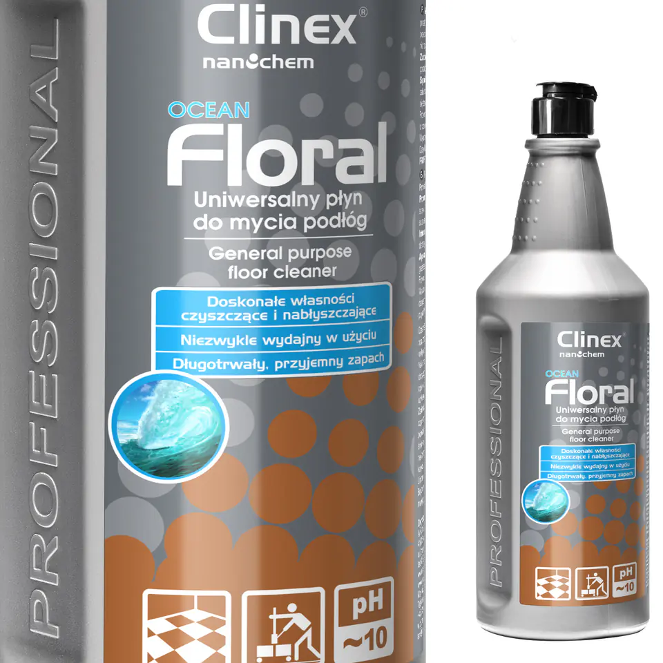 ⁨Floor cleaner without streaks gloss smell CLINEX Floral - Ocean 1L⁩ at Wasserman.eu