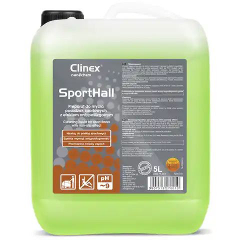⁨PVC linoleum washing liquid for parquet in sports halls non-slip CLINEX SportHall 5L⁩ at Wasserman.eu