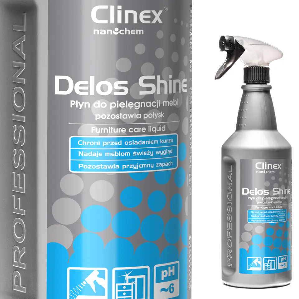 ⁨Liquid for wooden furniture antistatic shine CLINEX Delos Shine 1L⁩ at Wasserman.eu