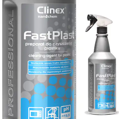 ⁨Preparat do czyszczenia plastiku RTV AGD mebli antystatyczny CLINEX FastPlast 1L⁩ w sklepie Wasserman.eu