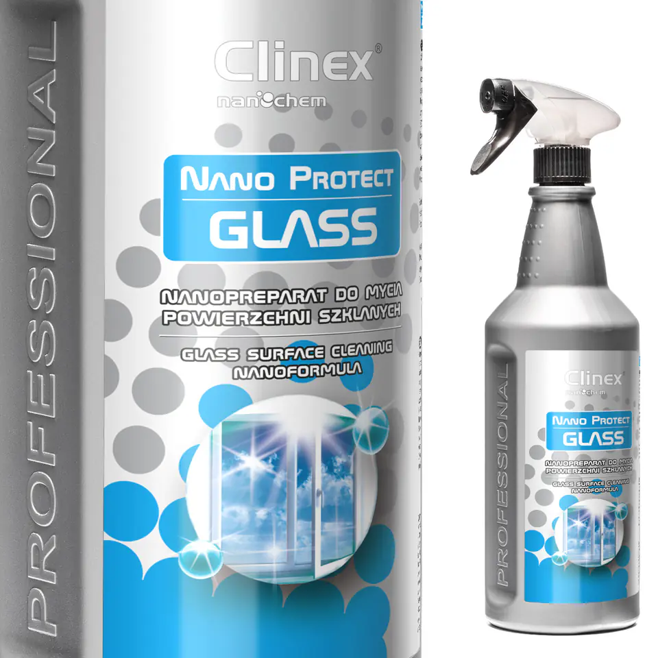 ⁨Nanopreparat do mycia szyb szkła luster bez smug krystaliczny blask CLINEX Nano Protect Glass 1L⁩ w sklepie Wasserman.eu