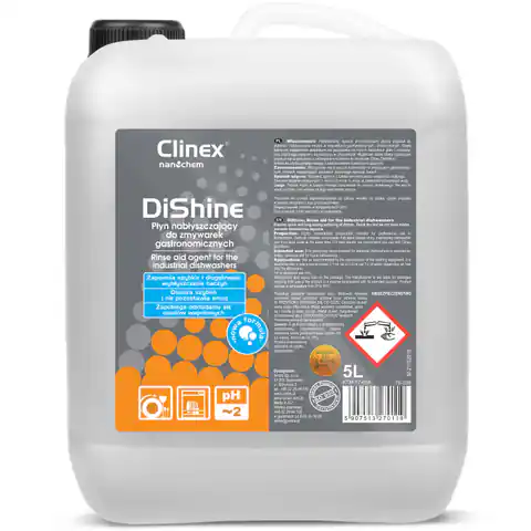 ⁨Nabłyszczacz płyn nabłyszczający do zmywarek gastronomicznych CLINEX DiShine 5L⁩ w sklepie Wasserman.eu