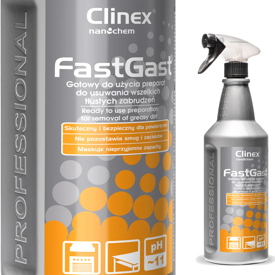 ⁨Greasy dirt cleaner in the kitchen for CLINEX FastGast 1L wall floor tops⁩ at Wasserman.eu