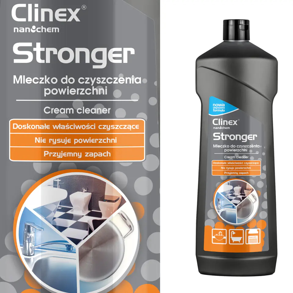 ⁨Mleczko do czyszczenia glazury stali urządzeń gastronomicznych CLINEX Stronger 750ML⁩ w sklepie Wasserman.eu