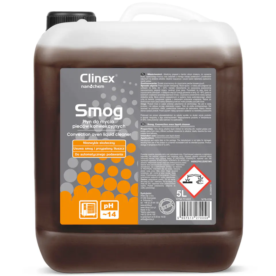 ⁨Effective strong liquid for washing combi-steamers of the CLINEX Smog 5L smokehouse⁩ at Wasserman.eu