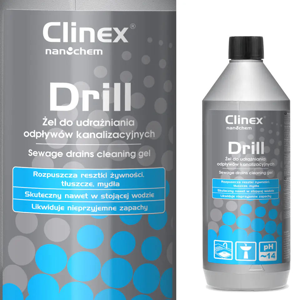 ⁨CLINEX Drill 1L sewer sink cleaner⁩ at Wasserman.eu
