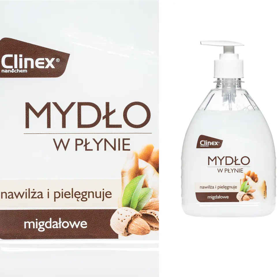 ⁨Mydło w płynie do rąk nawilżające zapach migdałowy CLINEX Liquid Soap 500ML⁩ w sklepie Wasserman.eu