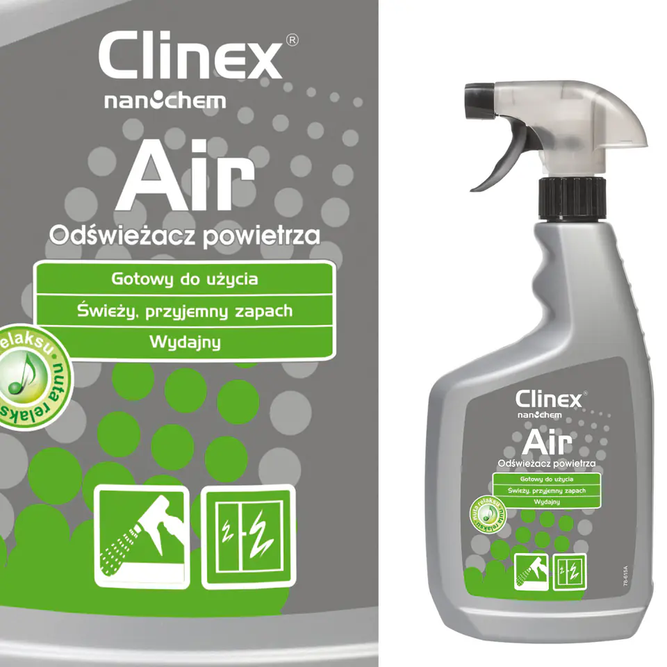 ⁨Skuteczny odświeżacz powietrza rozpylany na powierzchnie CLINEX Air - Nuta Relaksu 650ML⁩ w sklepie Wasserman.eu