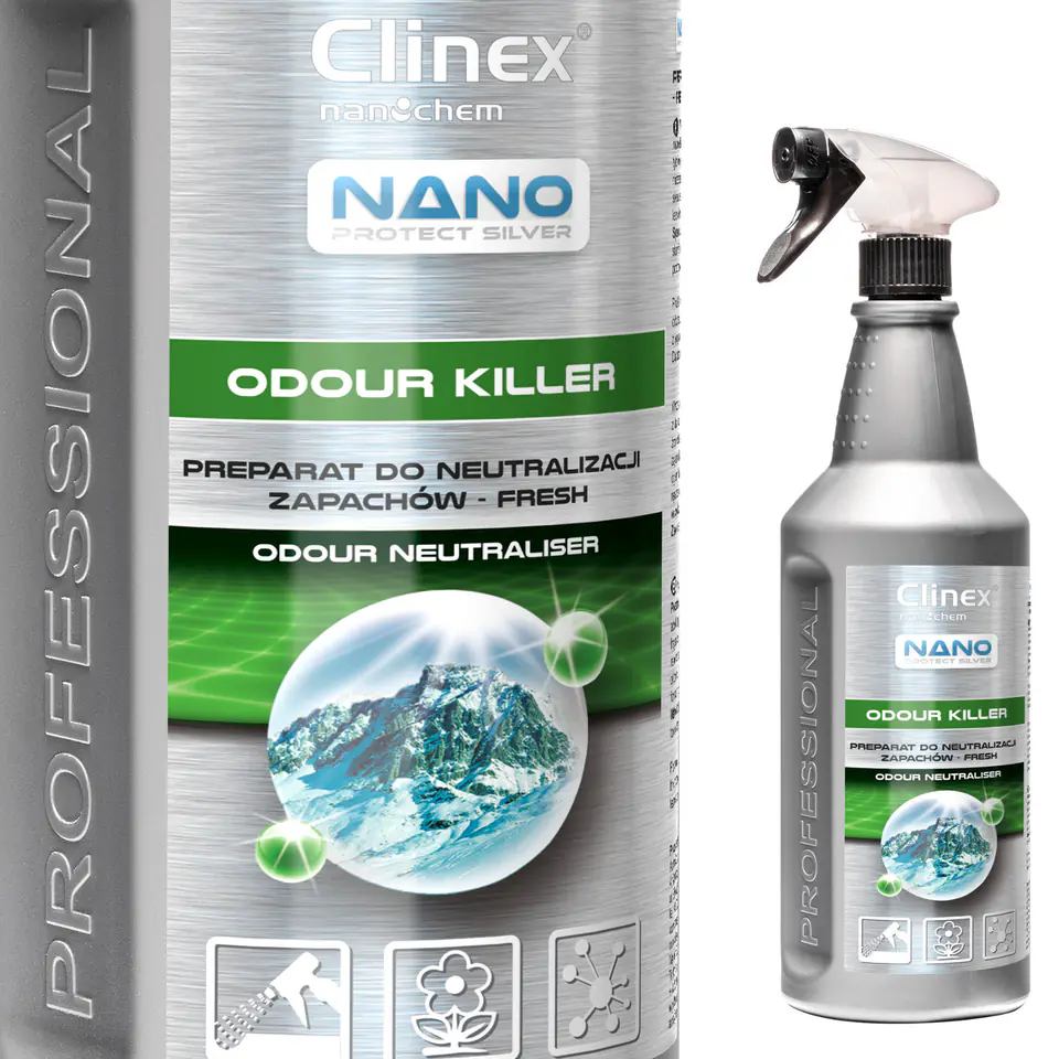 ⁨Odświeżacz powietrza do neutralizacji zapachów CLINEX Nano Protect Silver Odour Killer - Fresh 1L⁩ w sklepie Wasserman.eu