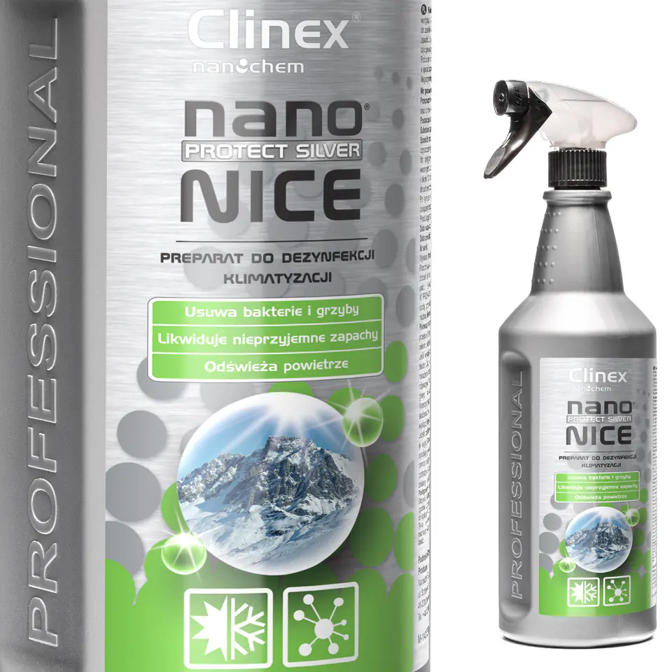 ⁨Płyn środek do dezynfekcji odgrzybiania klimatyzacji i wentylacji CLINEX Nano Protect Silver Nice 1L⁩ w sklepie Wasserman.eu