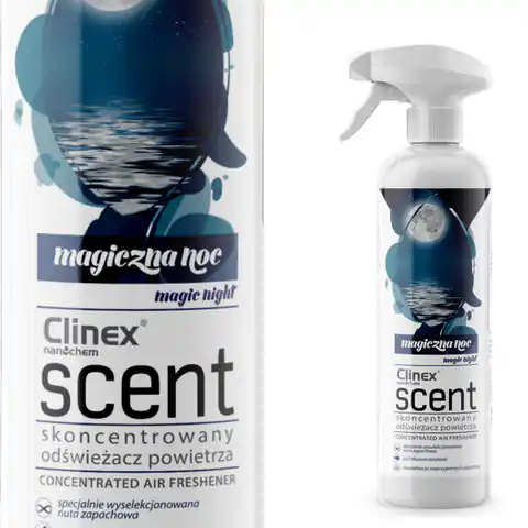 ⁨Concentrated air freshener sprayed onto CLINEX Scent surfaces - Magic Night 500ML⁩ at Wasserman.eu