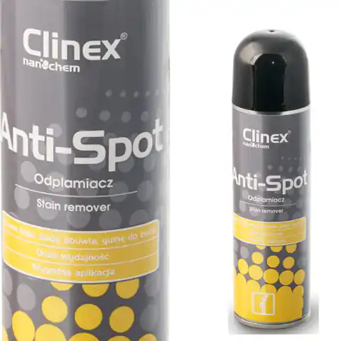 ⁨Odplamiacz do dywanów i mebli tapicerowanych usuwa gumę do żucia smołę wosk CLINEX Anti-Spot 250ML⁩ w sklepie Wasserman.eu