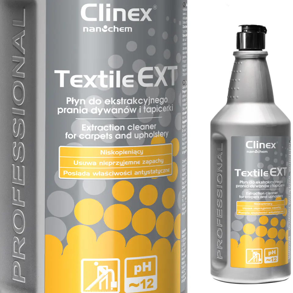 ⁨Liquid for machine and manual washing of carpets and upholstery CLINEX Textile EXT 1L⁩ at Wasserman.eu