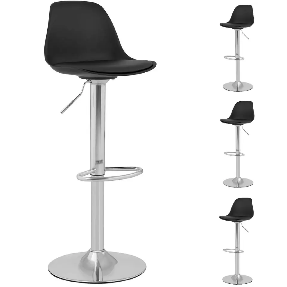 ⁨Hoker stool bar chair swivel upholstered 4 pcs. Black⁩ at Wasserman.eu