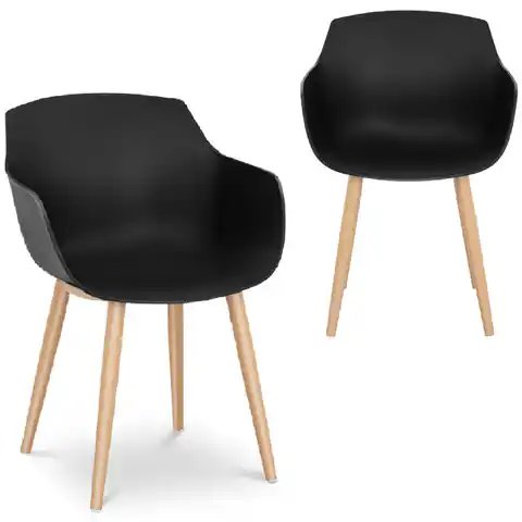 ⁨Bucket chair Scandinavian plastic modern up to 150 kg 2 pcs. Black⁩ at Wasserman.eu