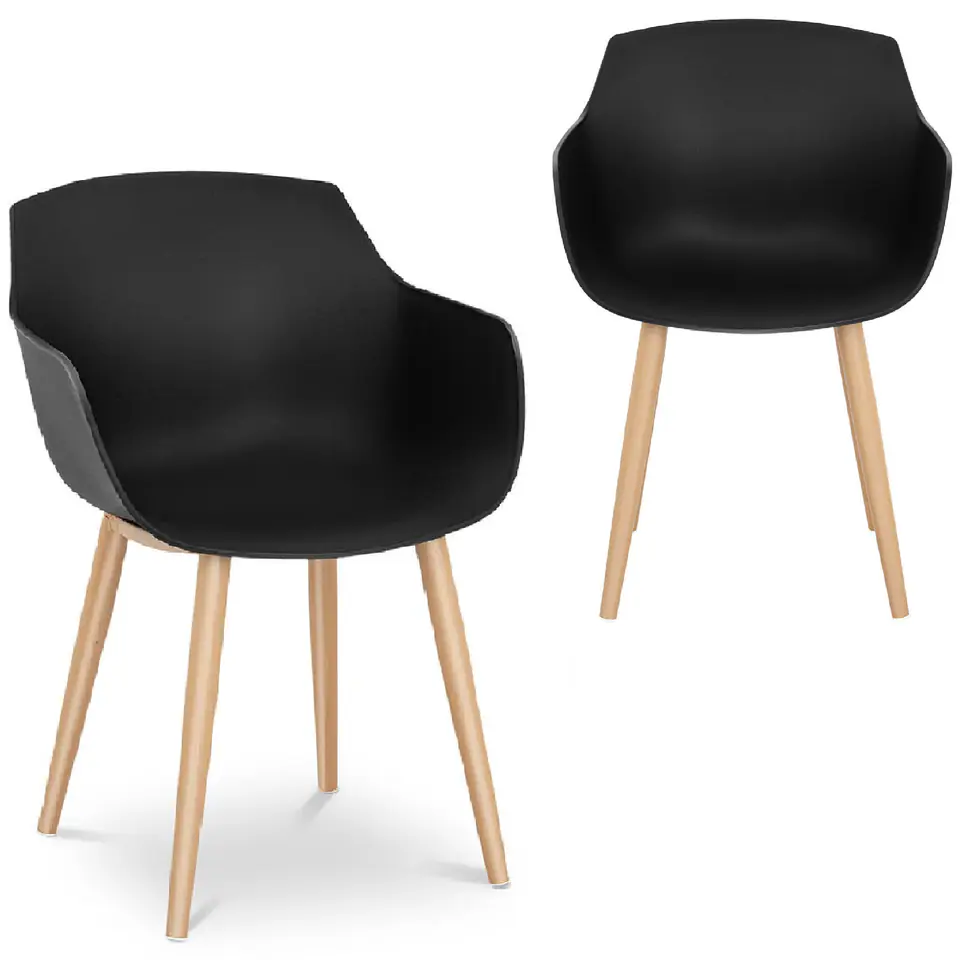 Bucket chair Scandinavian plastic modern up to 150 kg 2 pcs. Black at Wasserman.eu