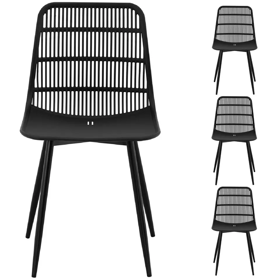 ⁨Modern plastic chair with openwork backrest up to 150 kg 4 pcs. Black⁩ at Wasserman.eu