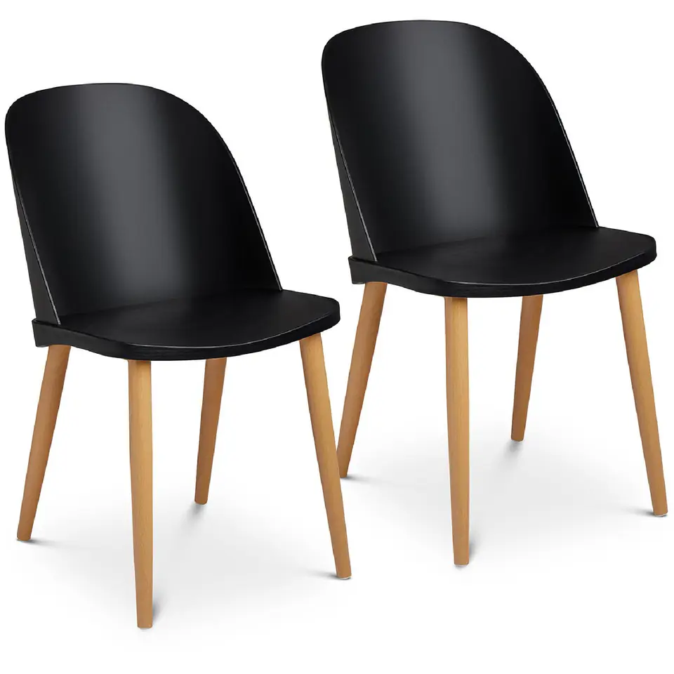 ⁨Krzesło skandynawskie plastikowe nowoczesne do 150 kg 2 szt. czarne⁩ w sklepie Wasserman.eu