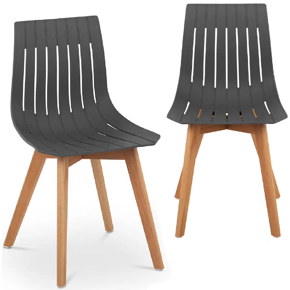 ⁨Plastic chair with wooden legs for office house up to 150 kg 2 pcs. Gray⁩ at Wasserman.eu