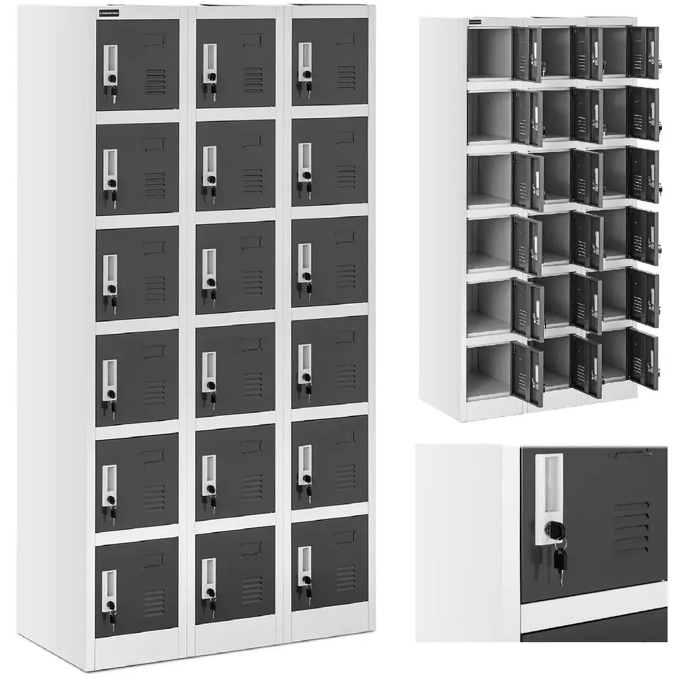 ⁨Locker with social storage metal for cloakroom 18 key boxes⁩ at Wasserman.eu