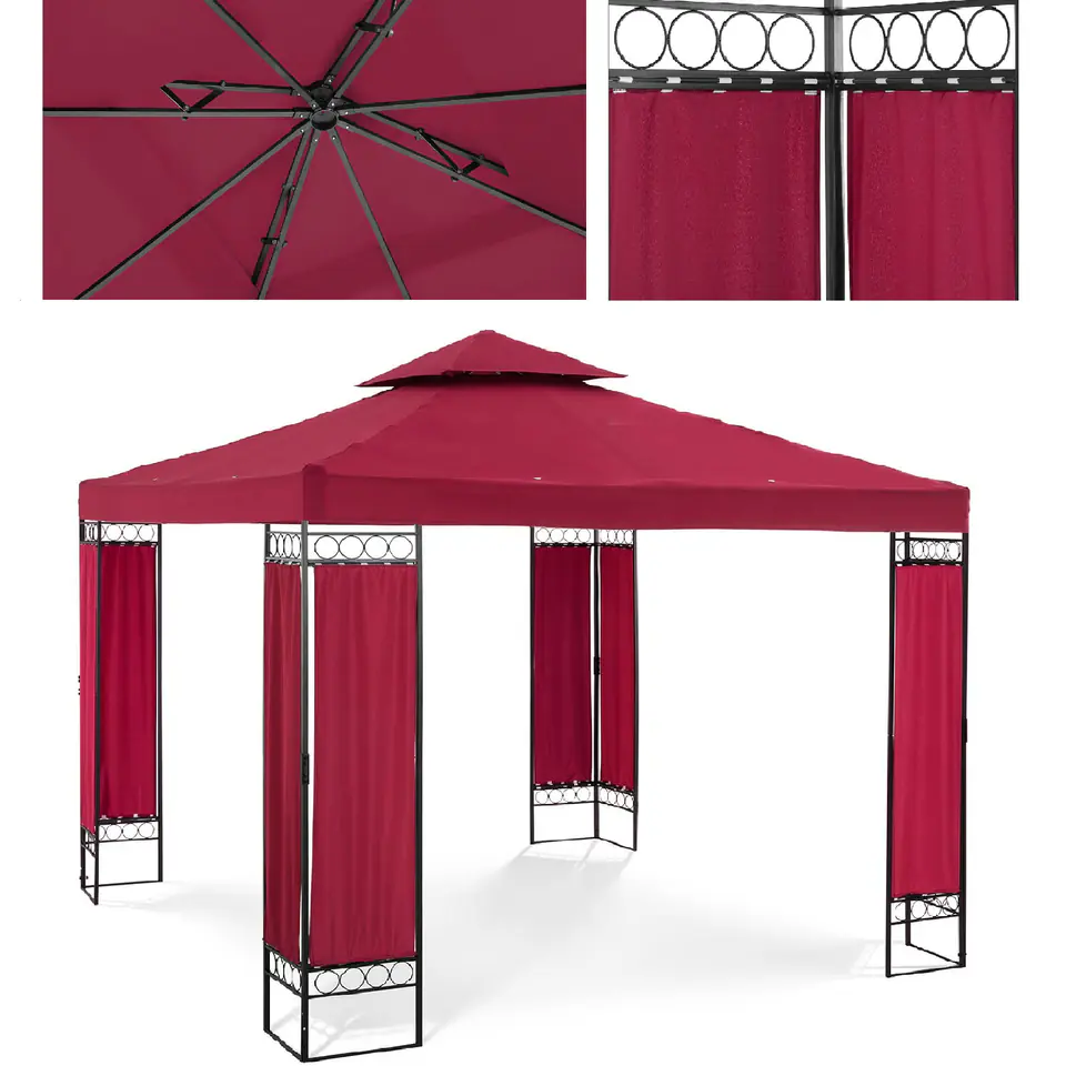 ⁨Pawilon ogrodowy altana namiot składany 3 x 3 x 2.6 m czerwone wino⁩ w sklepie Wasserman.eu