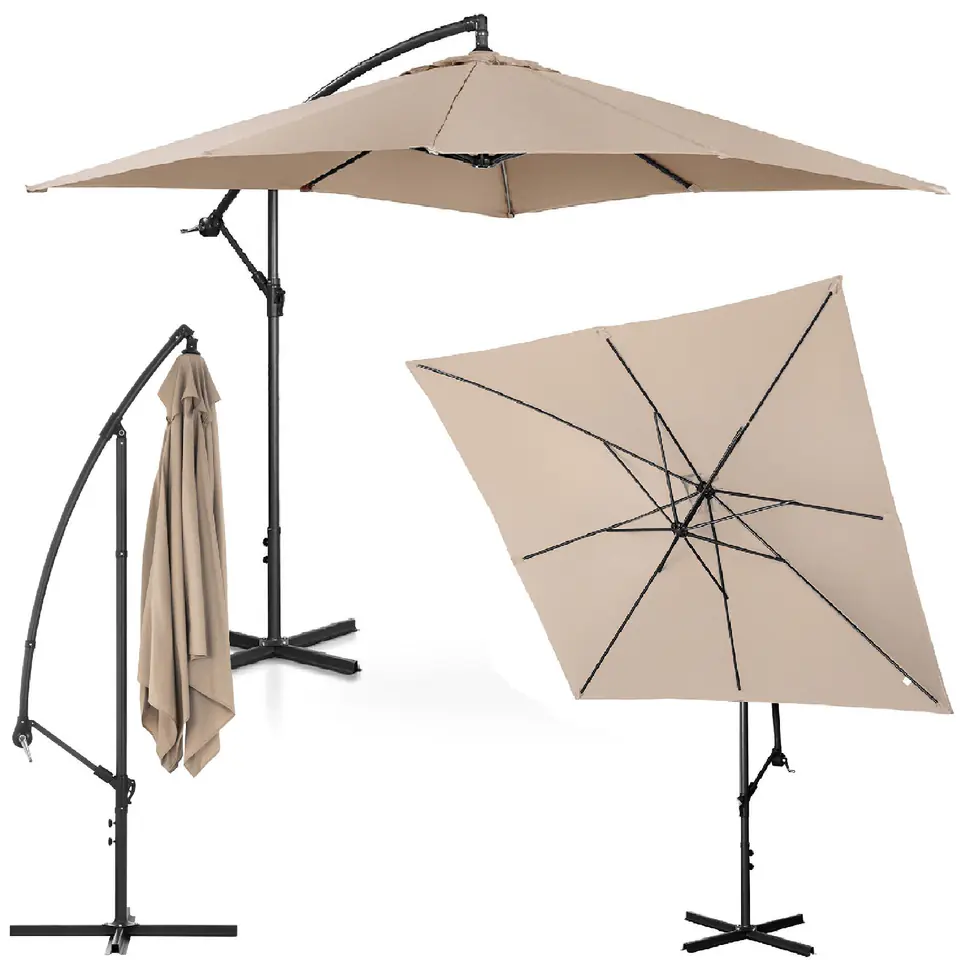 ⁨Parasol ogrodowy na wysięgniku kwadratowy 250 x 250 cm kremowy⁩ w sklepie Wasserman.eu