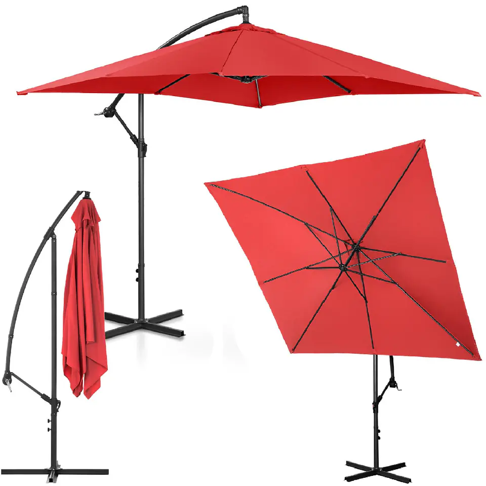 ⁨Parasol ogrodowy na wysięgniku kwadratowy 250 x 250 cm czerwony⁩ w sklepie Wasserman.eu