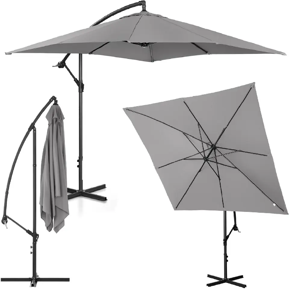 ⁨Parasol ogrodowy na wysięgniku kwadratowy 250 x 250 cm ciemnoszary⁩ w sklepie Wasserman.eu