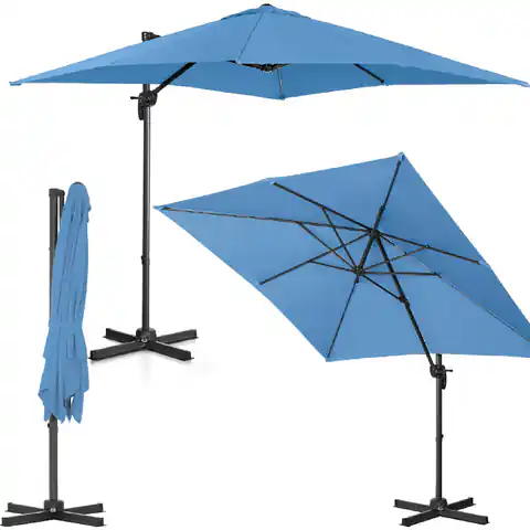 ⁨Side garden umbrella on a square boom 250 x 250 cm blue⁩ at Wasserman.eu