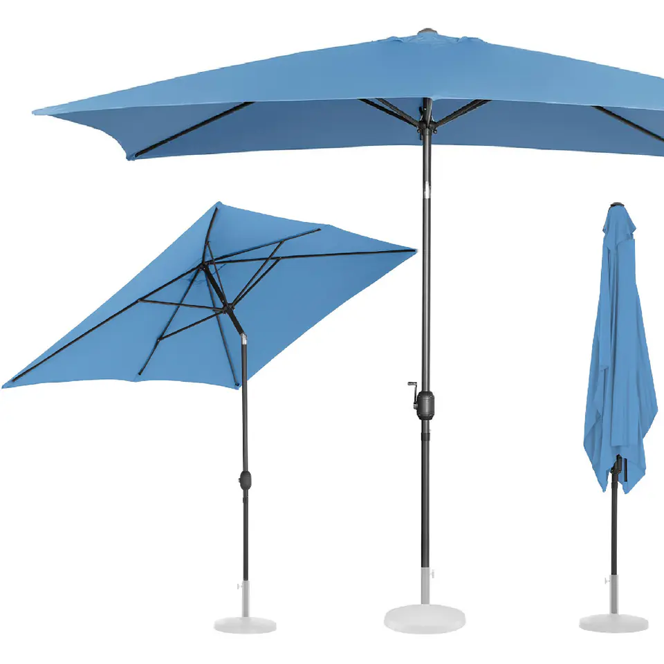 ⁨Parasol ogrodowy prostokątny uchylny z korbką 200 x 300 cm niebieski⁩ w sklepie Wasserman.eu