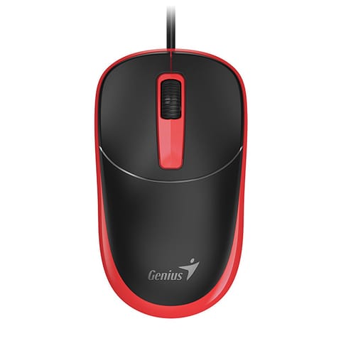 ⁨Mysz przewodowa, Genius DX-123, czarno-czerwona, optyczna, 1200DPI⁩ w sklepie Wasserman.eu