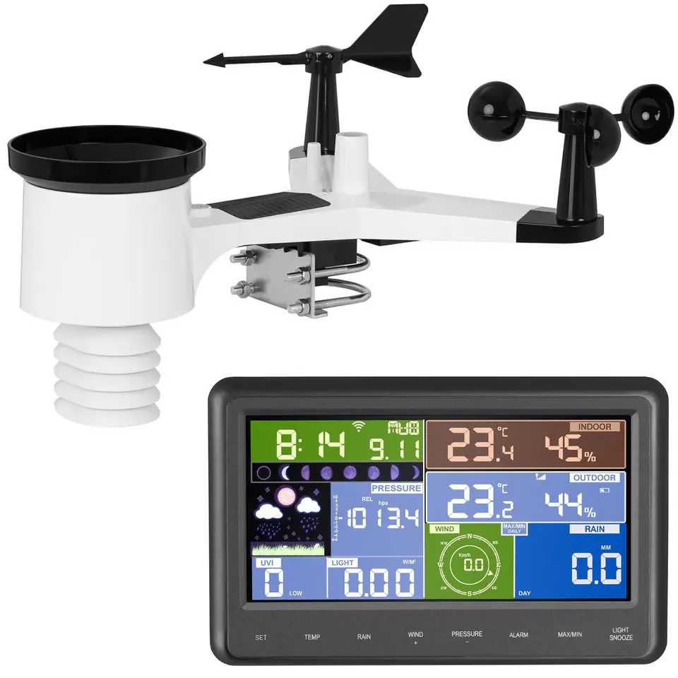 ⁨Bezprzewodowa stacja meteorologiczna pogodowa solarna LCD WiFi 100m⁩ w sklepie Wasserman.eu