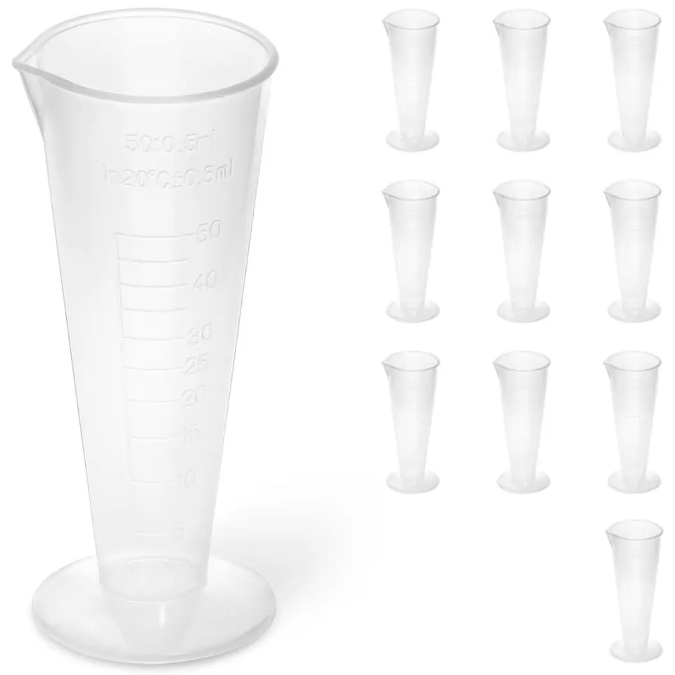 ⁨Plastic laboratory beaker with a graduation of 50 ml - 10 pcs.⁩ at Wasserman.eu