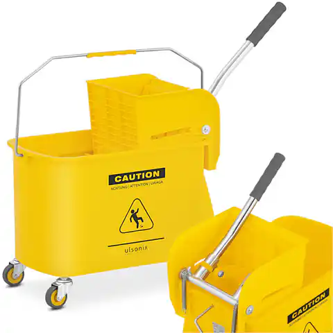 ⁨Cleaning trolley with mop squeezer container with partition wall 20 l⁩ at Wasserman.eu