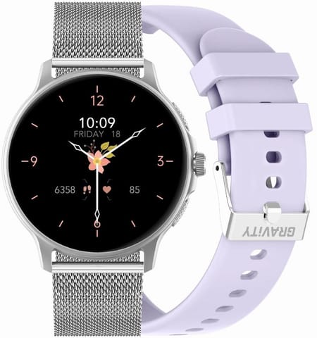 ⁨Smartwatch Damski GRAVITY GT12-6 Fioletowy Pasek Silikonowy + Srebrna Bransoleta⁩ w sklepie Wasserman.eu