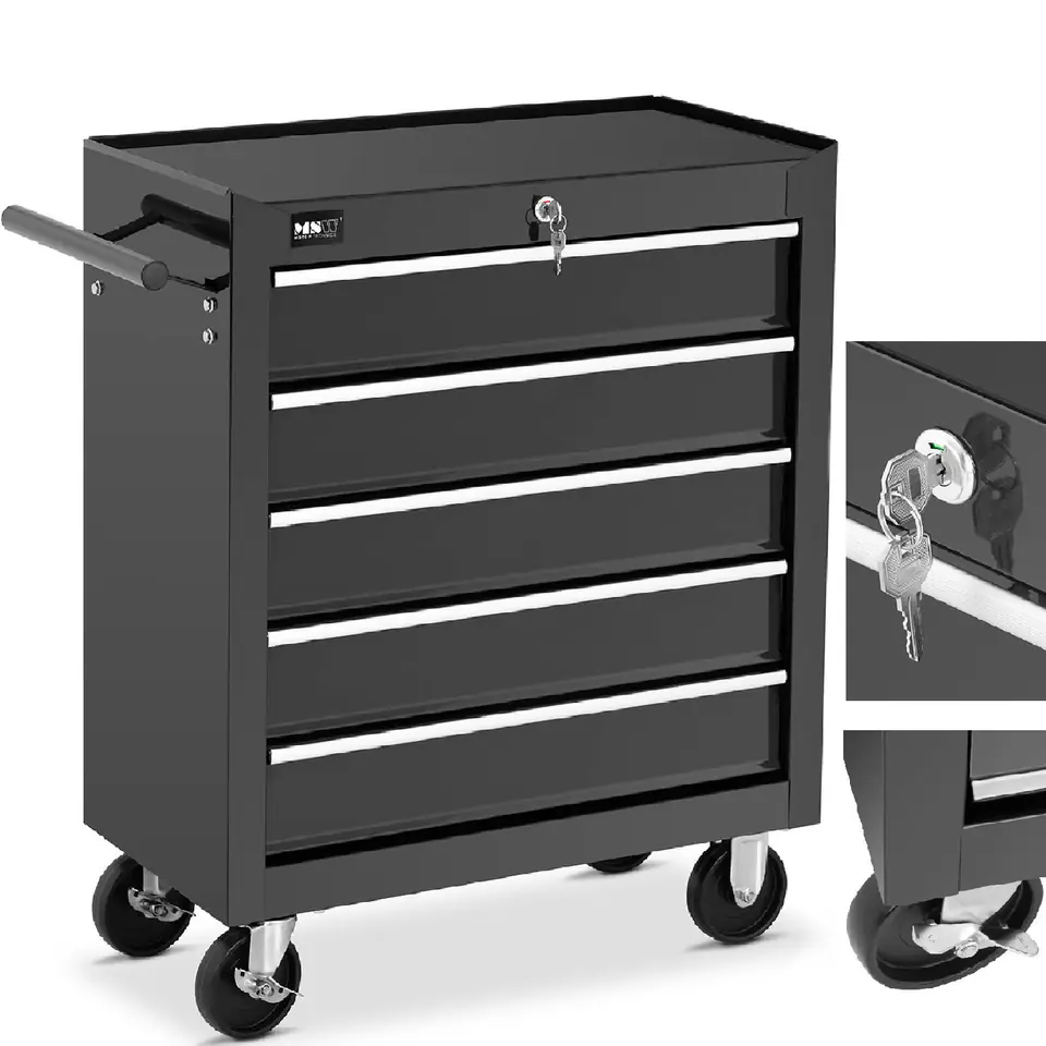 ⁨Trolley workshop cabinet tool mobile with handle 5 drawers⁩ at Wasserman.eu