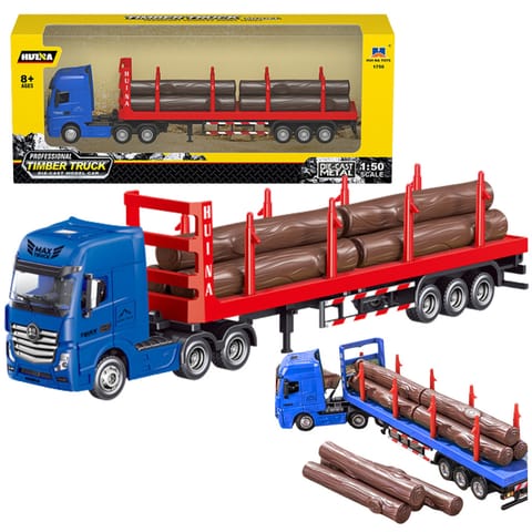 ⁨Ciężarówka Transport Drewna Metalowa Huina 1:50 Czerwona⁩ w sklepie Wasserman.eu