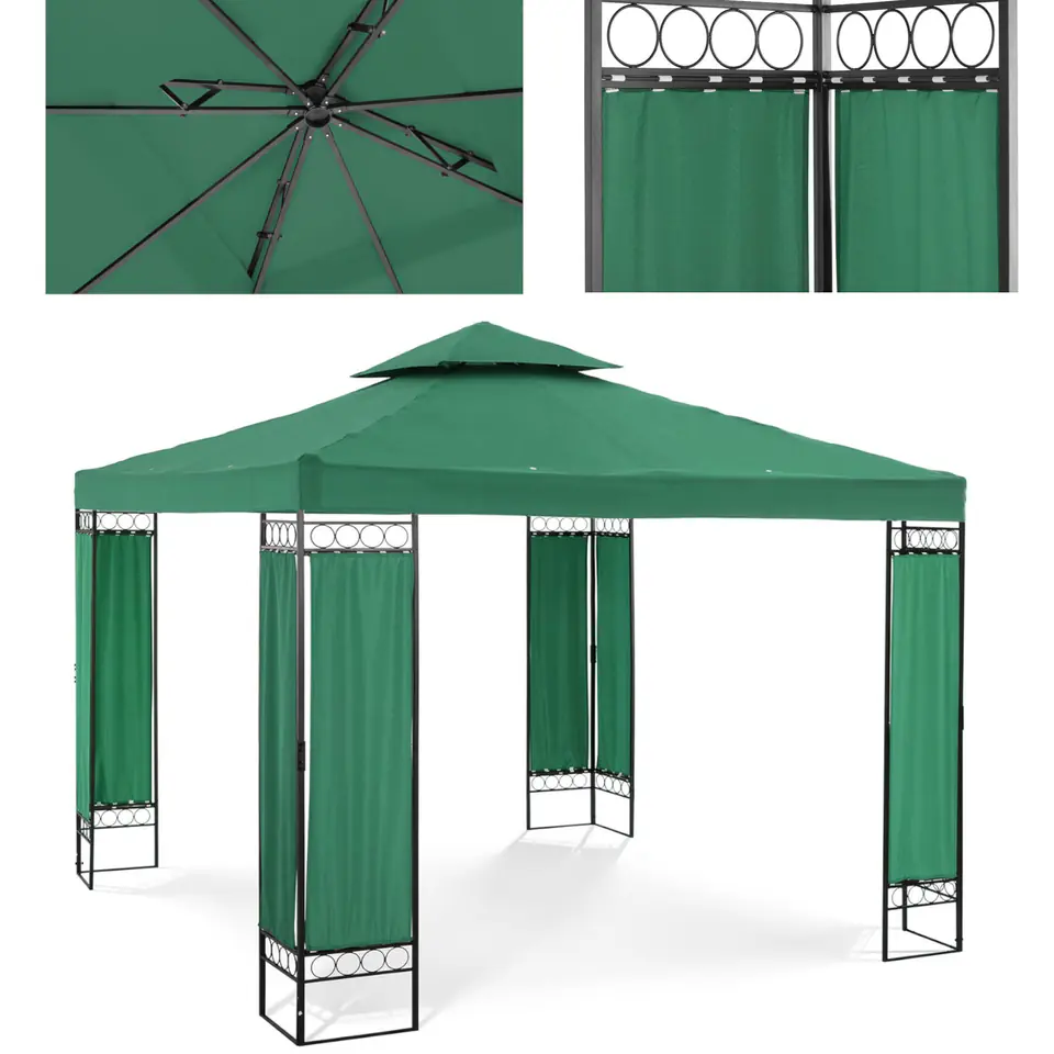 ⁨Garden pavilion gazebo folding tent 3 x 3 x 2.6 m green⁩ at Wasserman.eu