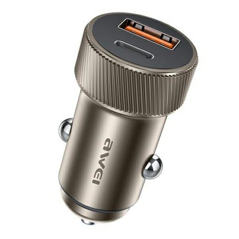 ⁨AWEI ład. sam. C-857 33W USB+USB-Cbrązowa/brown⁩ w sklepie Wasserman.eu