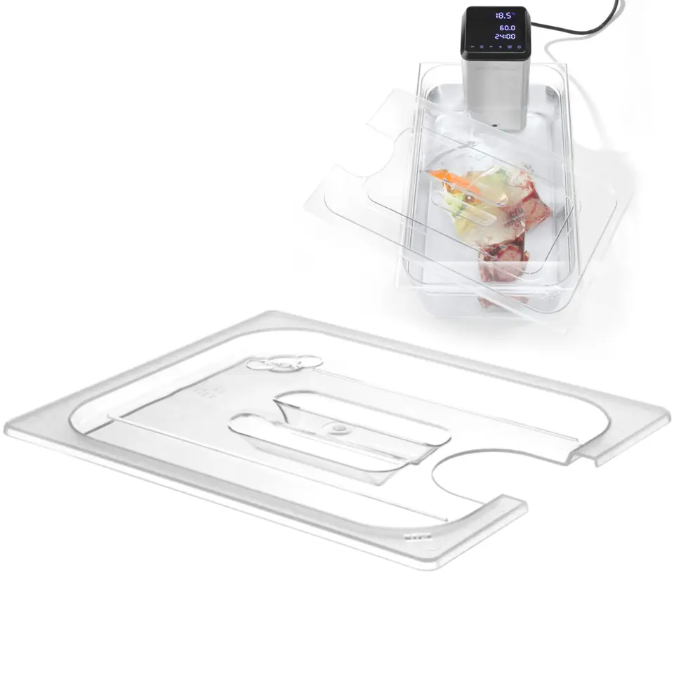 ⁨Polycarbonate lid with cut-out for Sous-Vide for GN 1/1 containers - Hendi 864227⁩ at Wasserman.eu