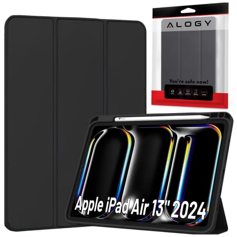 Etui ochronne z miejscem na rysik do Apple iPad Air 13" 2024/2025, iPad Pro 12.9" 2018-2022 Alogy Book Cover Case obudowa na tablet Czarne w sklepie Wasserman.eu