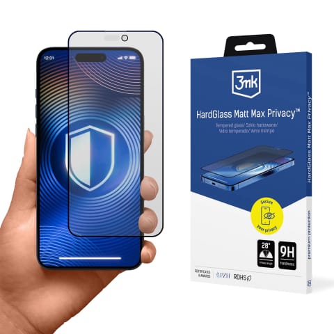 ⁨Matowe Szkło hartowane do Apple iPhone 16 Pro Max - 3mk HardGlass Matt Max Privacy⁩ w sklepie Wasserman.eu