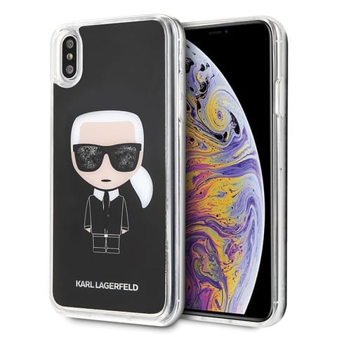 ⁨Karl Lagerfeld KLHCI65ICGBK iPhone XsMax czarny/black Iconic Glitter⁩ w sklepie Wasserman.eu