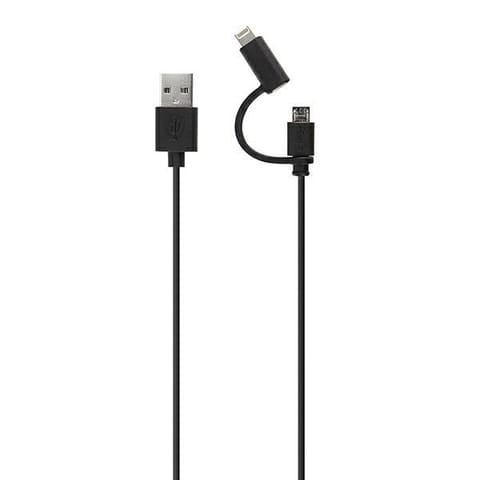 ⁨Xqisit kabel Combo USB A -microUSB/lightning 1.8m czarny/black 21250⁩ w sklepie Wasserman.eu