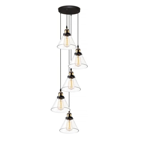 ⁨NY Loft No.1 CO5 Szklany Żyrandol (Barwa światła barwa ciepła, Kolor transparentny, Możliwość ściemniania tak)⁩ w sklepie Wasserman.eu