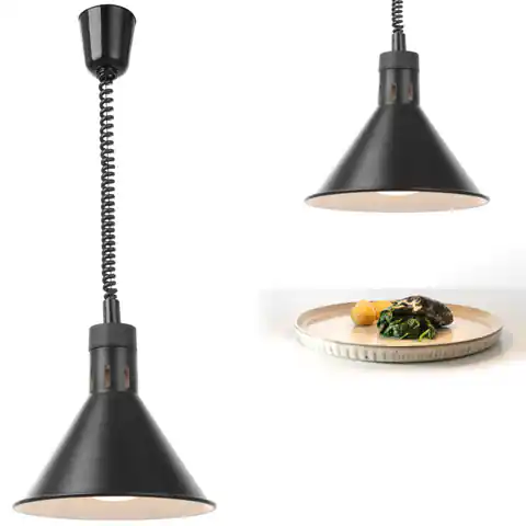 ⁨Lampa do podgrzewania potraw - wisząca stożkowa czarna śr. 275mm 250 W - Hendi 273845⁩ w sklepie Wasserman.eu