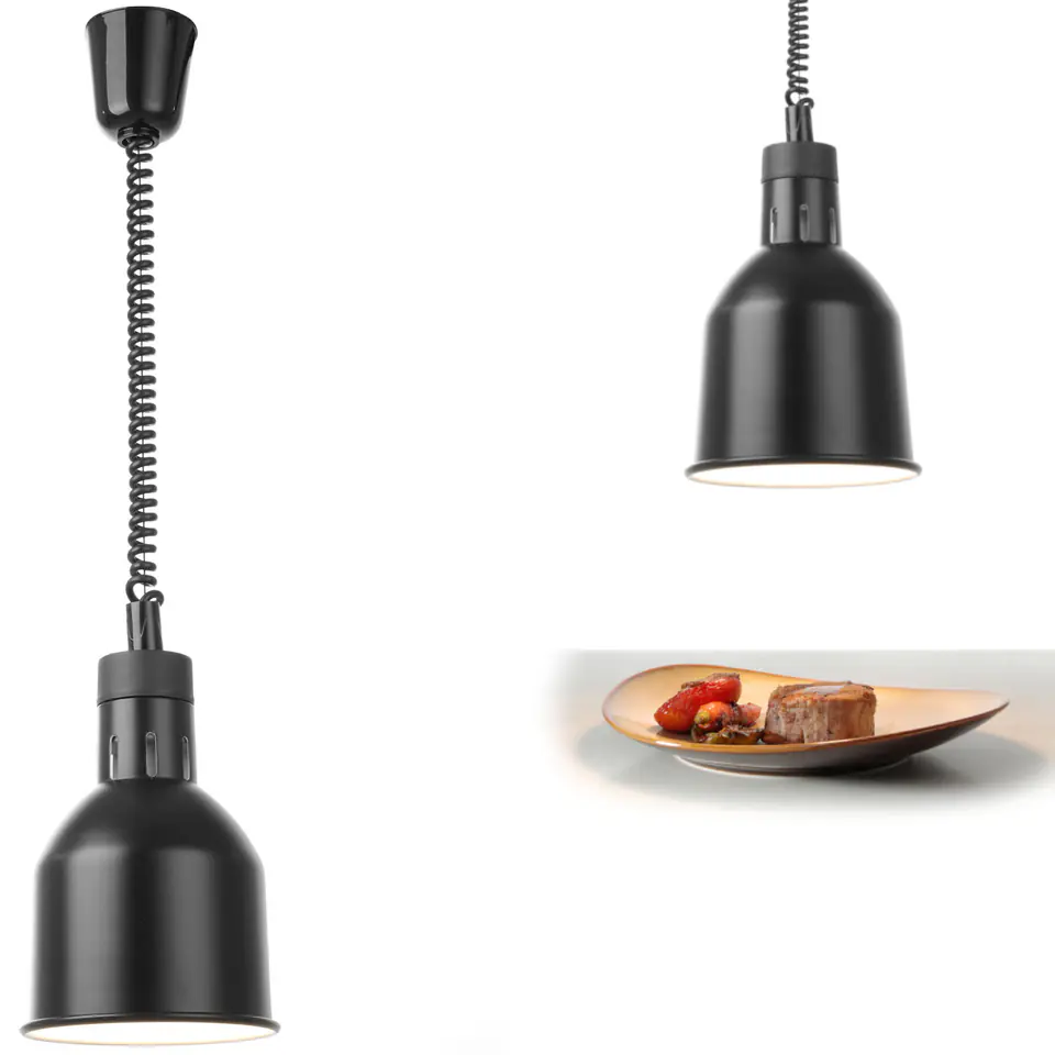 ⁨Lamp for heating food - hanging cylindrical conical black dia. 175mm 250W - Hendi 273852⁩ at Wasserman.eu