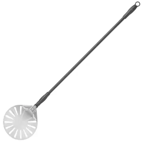 ⁨Pizza shovel with movable handle perforated round stainless steel diameter. 230 mm L 1200 mm - Hendi 617199⁩ at Wasserman.eu