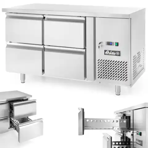 ⁨Refrigeration table with 4 drawers and side unit stainless steel Profi Line 280 l - Hendi 233764⁩ at Wasserman.eu